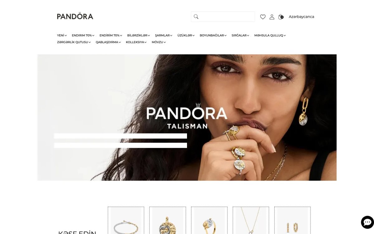 Pandora Azərbaycan üçün onlayn zərgərlik mağazası