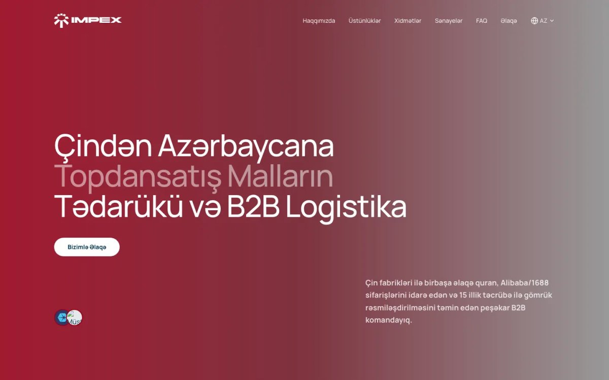 IMPEX üçün Çin-Azərbaycan B2B tədarük vebsaytı