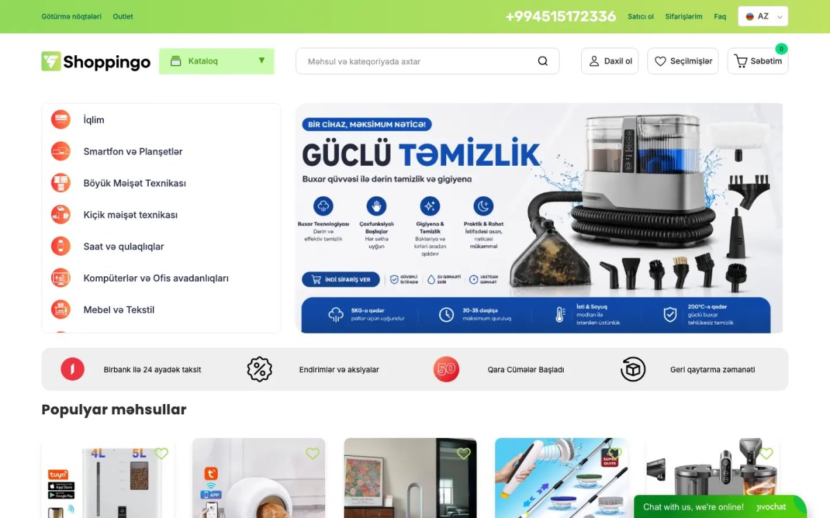 Shoppingo üçün onlayn marketplace platforması
