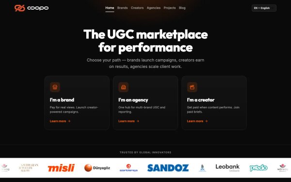 Coopo üçün UGC marketpleys platformasının hazırlanması
