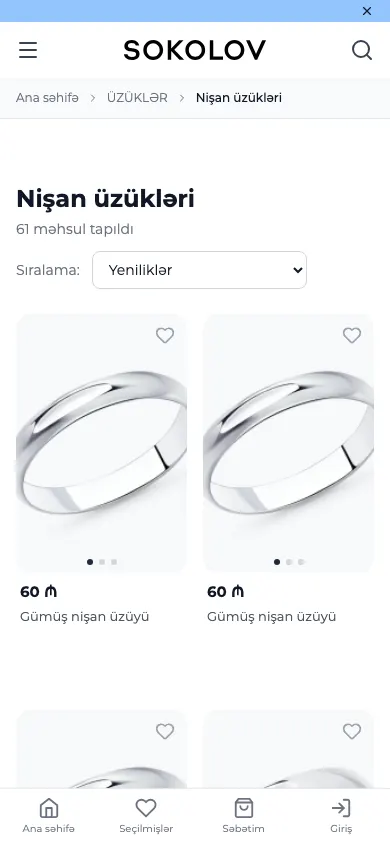 SOKOLOV üçün onlayn zinət mağazası