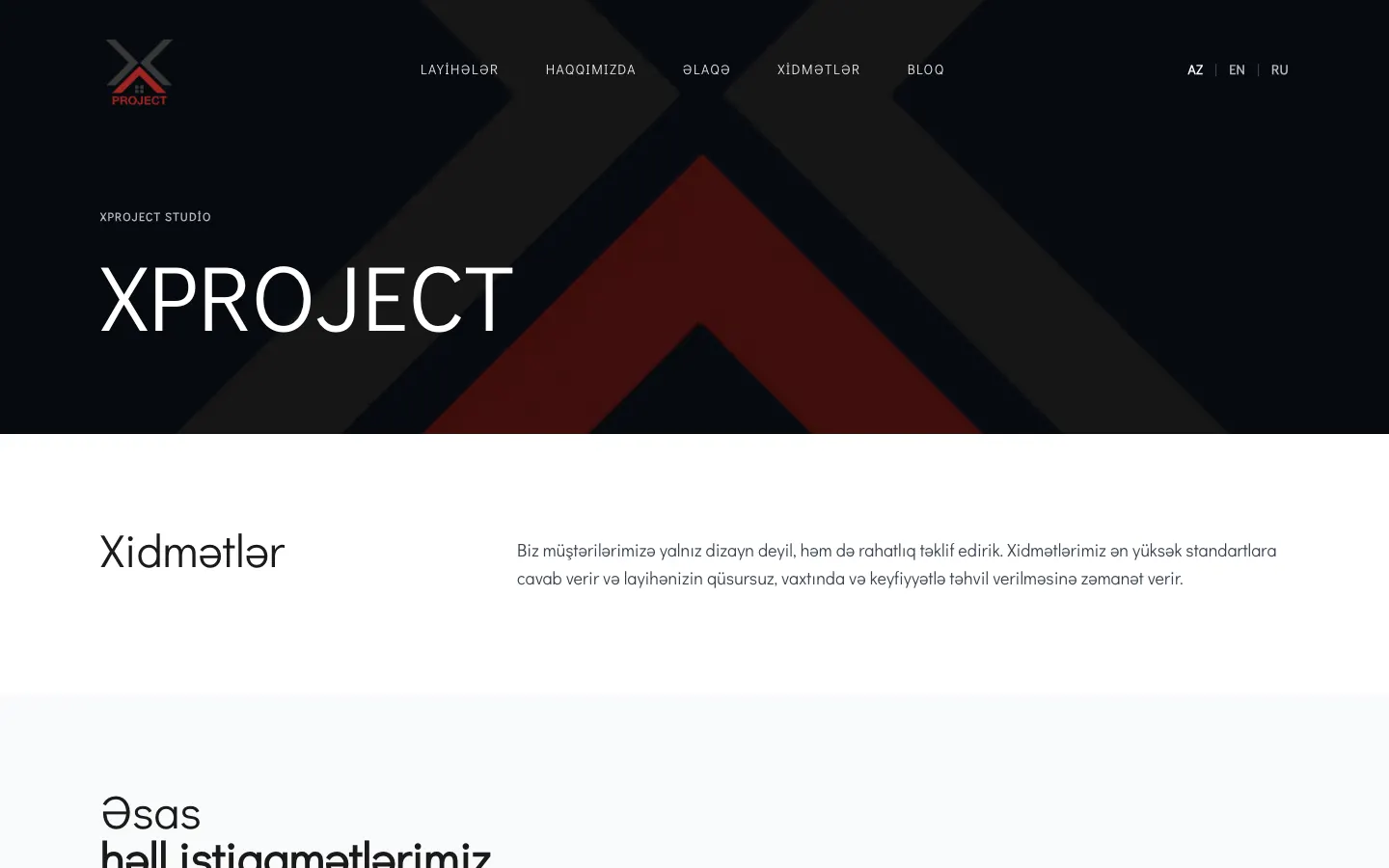 XPROJECT üçün lüks mebel istehsalı və layihə portfoliosu saytı