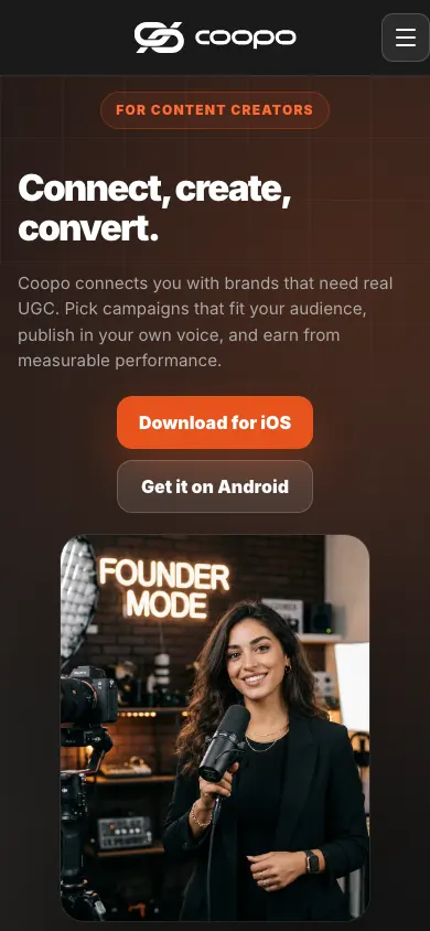 Coopo üçün UGC marketpleys platformasının hazırlanması