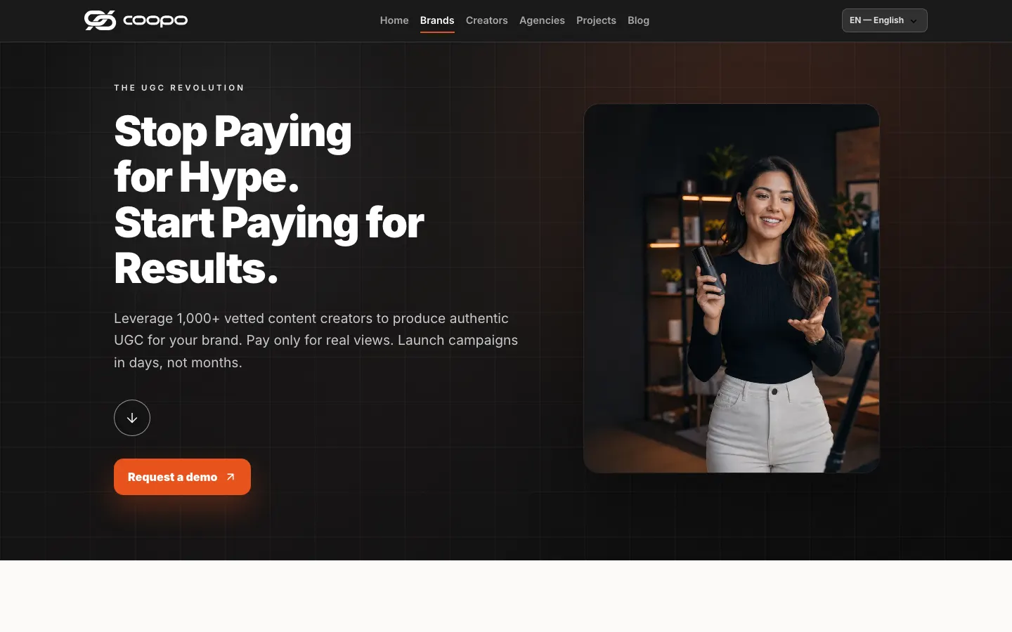 Coopo üçün UGC marketpleys platformasının hazırlanması