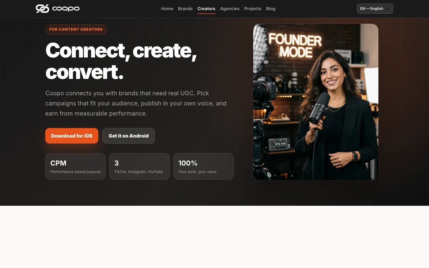 Coopo üçün UGC marketpleys platformasının hazırlanması