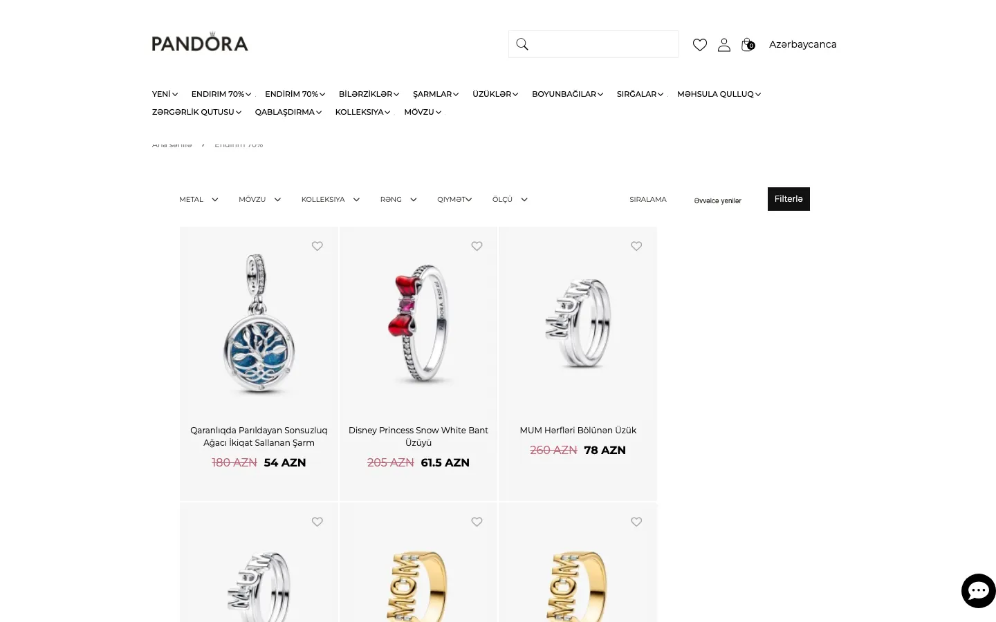 Pandora Azərbaycan üçün onlayn zərgərlik mağazası