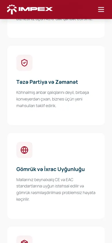IMPEX üçün Çin-Azərbaycan B2B tədarük vebsaytı