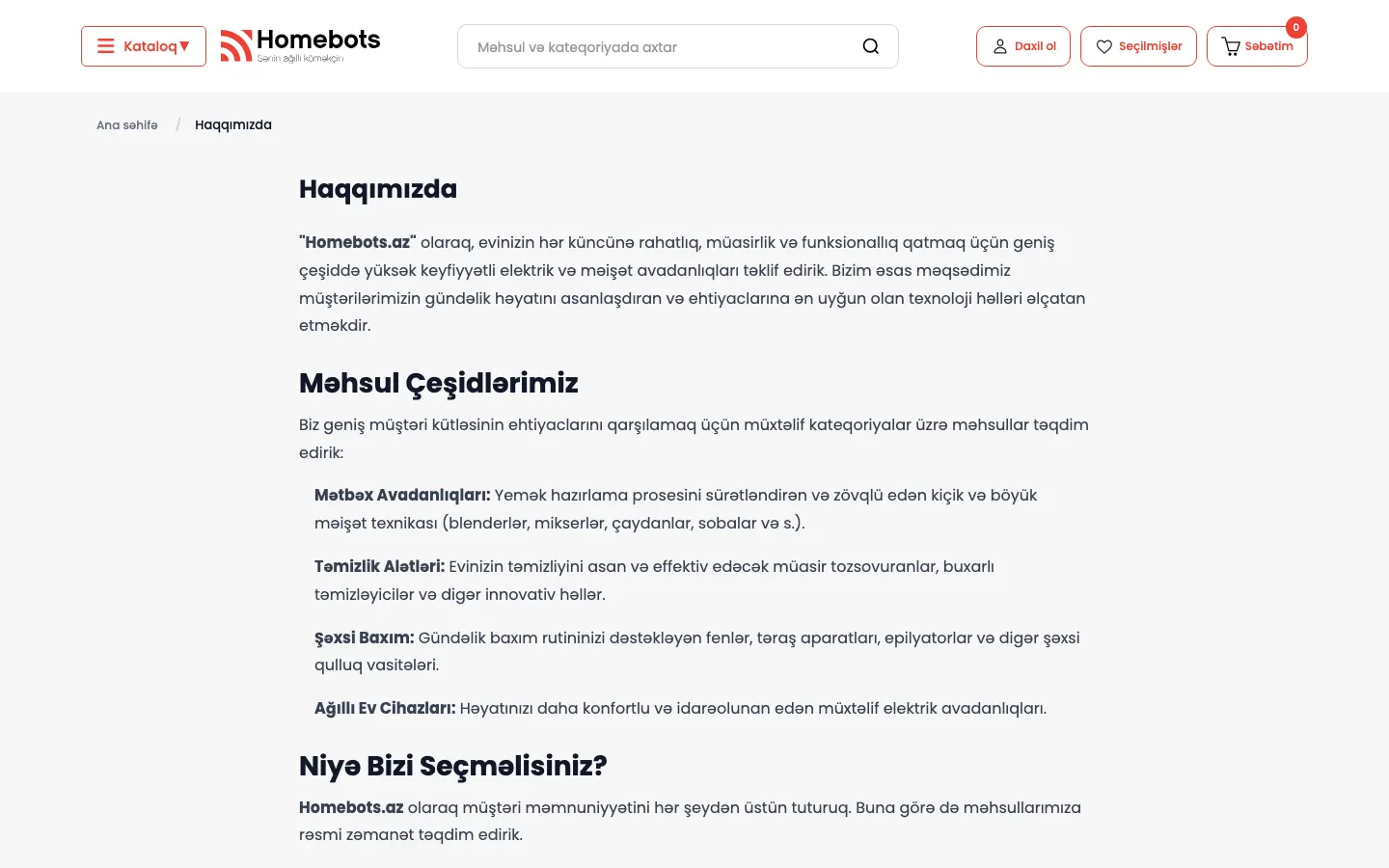 Homebots üçün hərtərəfli rəqəmsal marketinq və e-ticarət platforması